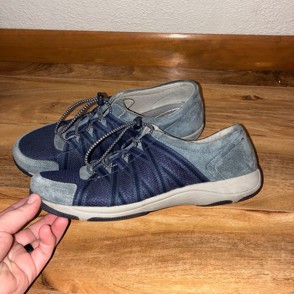Dansko Honor Blue Suede Sneakers - womens size 40W (9.5W/10W)